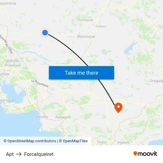 Apt to Forcalqueiret map