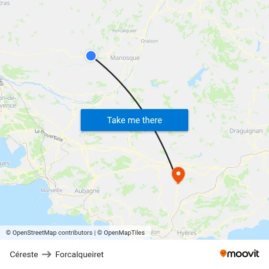 Céreste to Forcalqueiret map