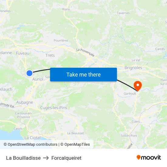 La Bouilladisse to Forcalqueiret map