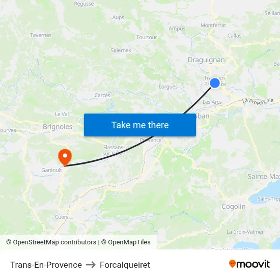 Trans-En-Provence to Forcalqueiret map