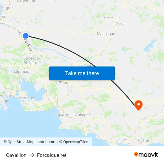 Cavaillon to Forcalqueiret map