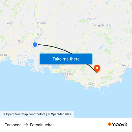 Tarascon to Forcalqueiret map