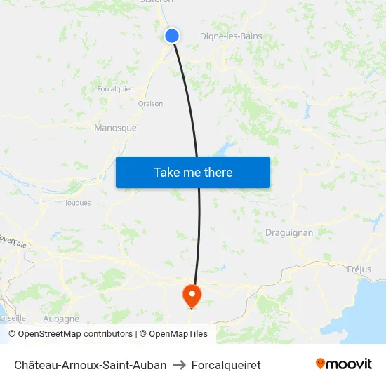Château-Arnoux-Saint-Auban to Forcalqueiret map