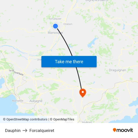 Dauphin to Forcalqueiret map