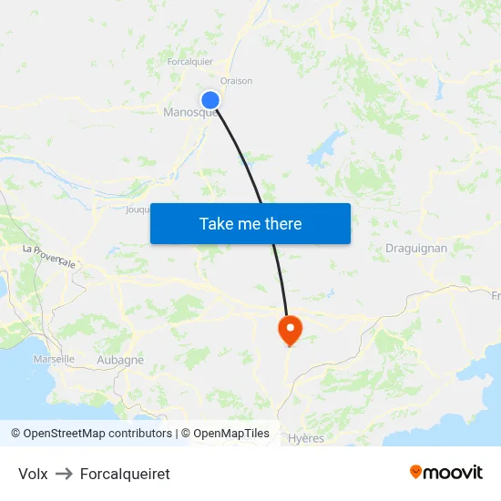 Volx to Forcalqueiret map