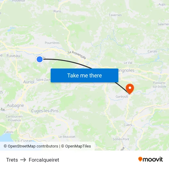 Trets to Forcalqueiret map
