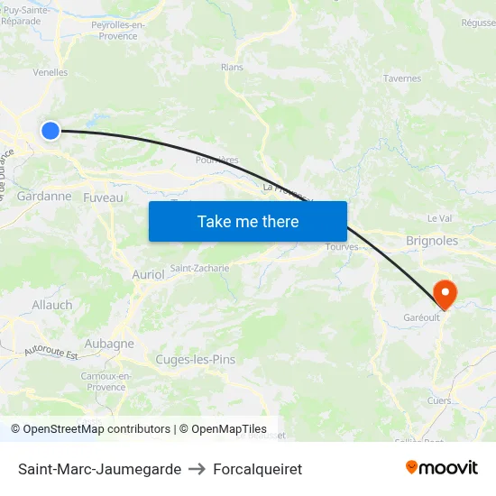 Saint-Marc-Jaumegarde to Forcalqueiret map