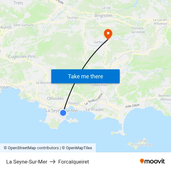 La Seyne-Sur-Mer to Forcalqueiret map