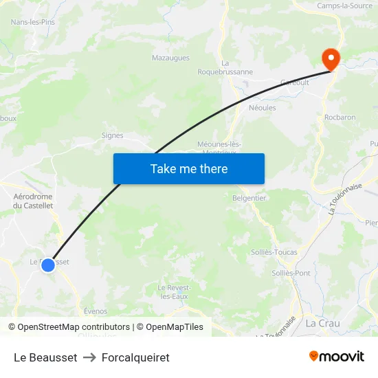 Le Beausset to Forcalqueiret map