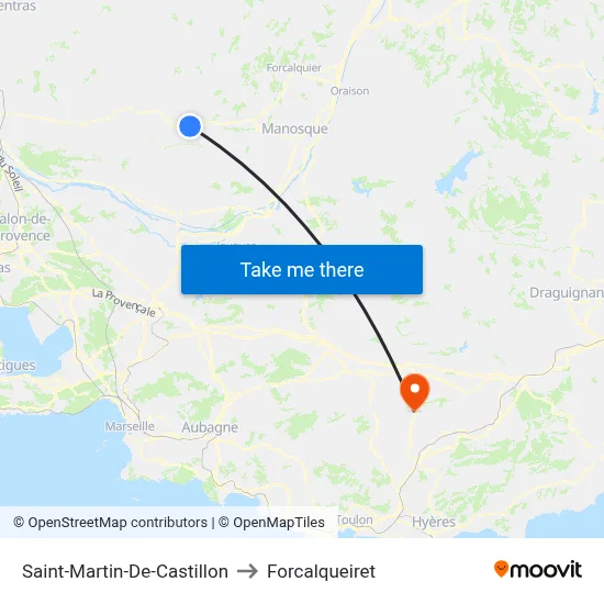 Saint-Martin-De-Castillon to Forcalqueiret map