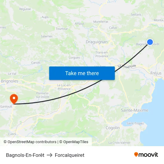 Bagnols-En-Forêt to Forcalqueiret map