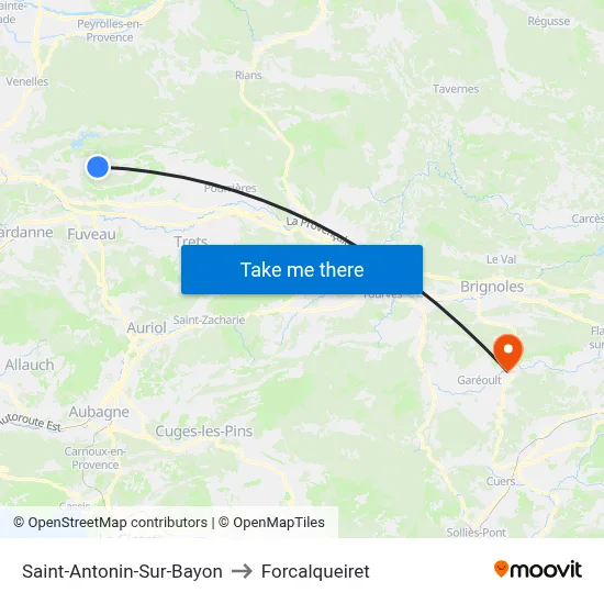 Saint-Antonin-Sur-Bayon to Forcalqueiret map