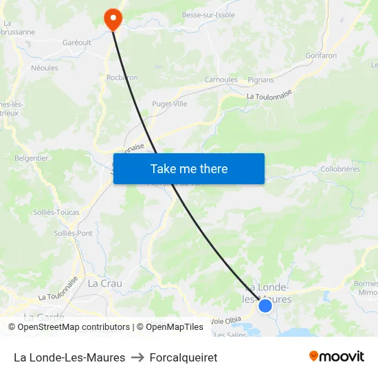 La Londe-Les-Maures to Forcalqueiret map