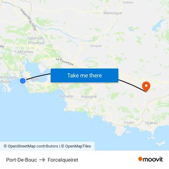 Port-De-Bouc to Forcalqueiret map