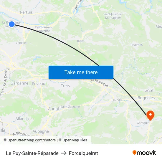 Le Puy-Sainte-Réparade to Forcalqueiret map