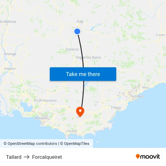Tallard to Forcalqueiret map
