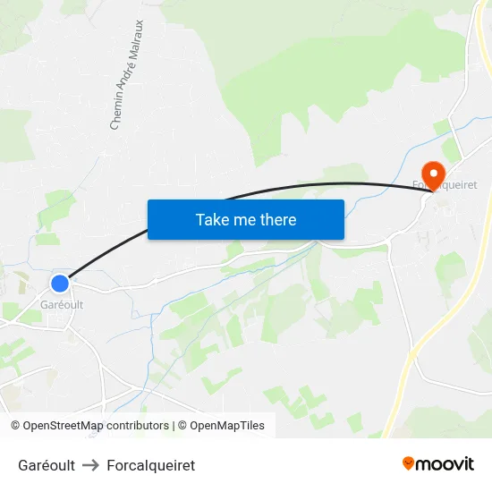 Garéoult to Forcalqueiret map