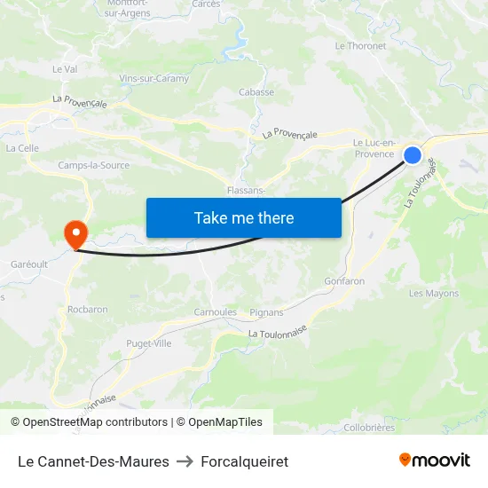 Le Cannet-Des-Maures to Forcalqueiret map