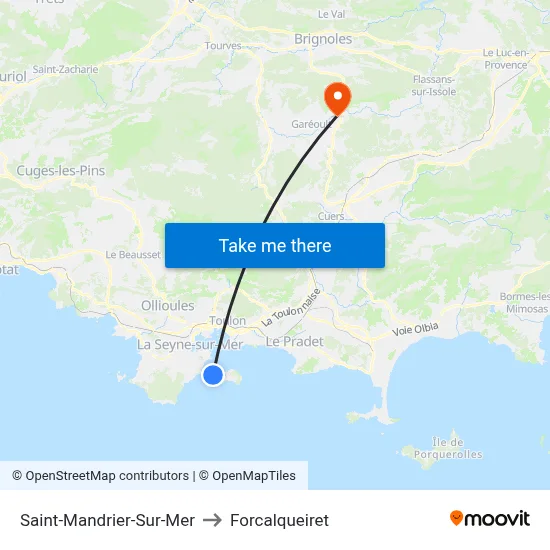 Saint-Mandrier-Sur-Mer to Forcalqueiret map