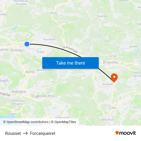 Rousset to Forcalqueiret map