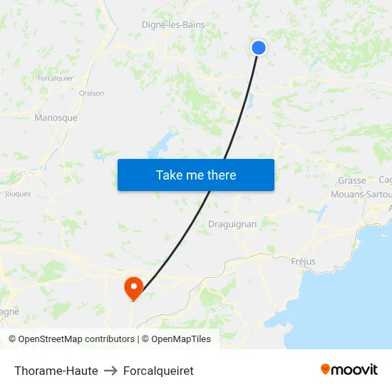 Thorame-Haute to Forcalqueiret map