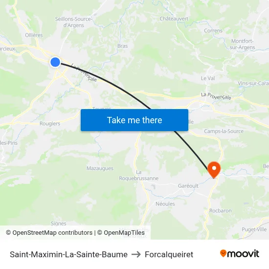 Saint-Maximin-La-Sainte-Baume to Forcalqueiret map