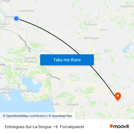 Entraigues-Sur-La-Sorgue to Forcalqueiret map