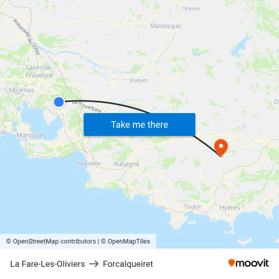 La Fare-Les-Oliviers to Forcalqueiret map
