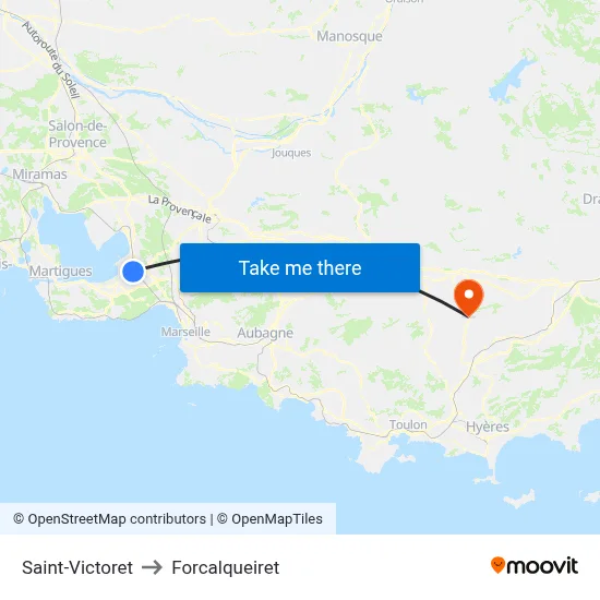 Saint-Victoret to Forcalqueiret map