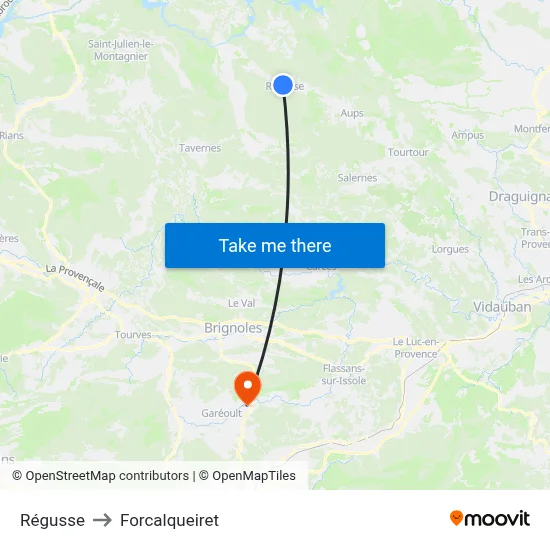 Régusse to Forcalqueiret map