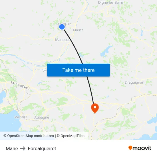 Mane to Forcalqueiret map