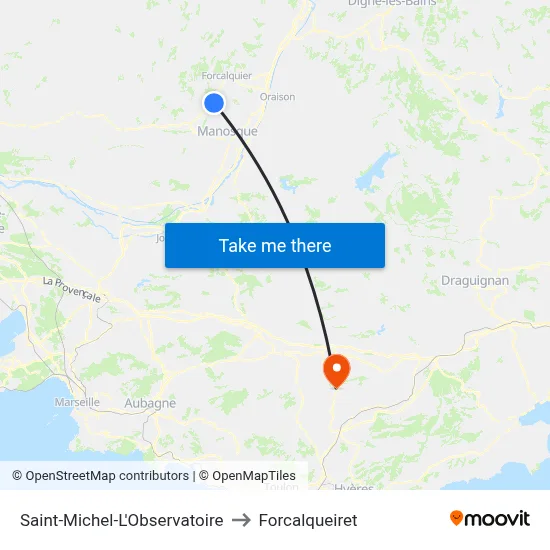Saint-Michel-L'Observatoire to Forcalqueiret map