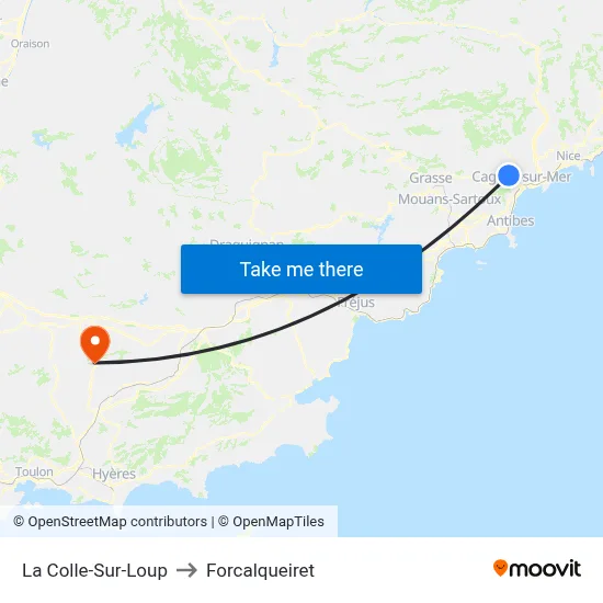 La Colle-Sur-Loup to Forcalqueiret map