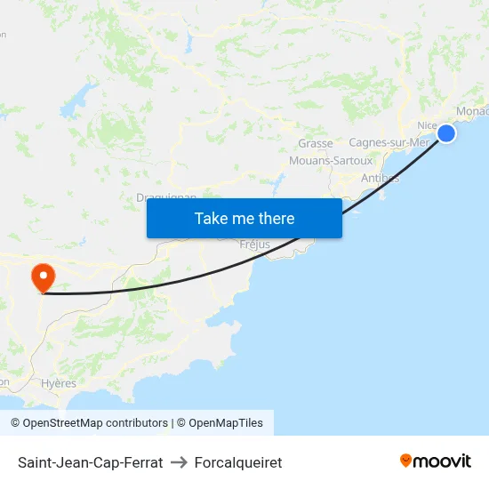 Saint-Jean-Cap-Ferrat to Forcalqueiret map
