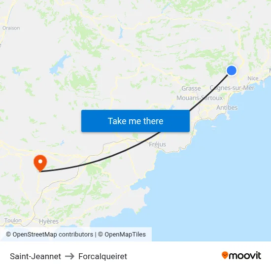 Saint-Jeannet to Forcalqueiret map