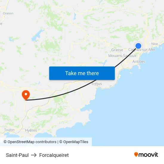 Saint-Paul to Forcalqueiret map