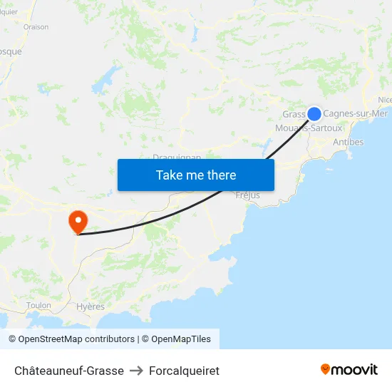 Châteauneuf-Grasse to Forcalqueiret map