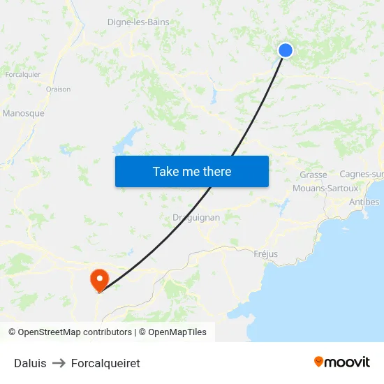 Daluis to Forcalqueiret map