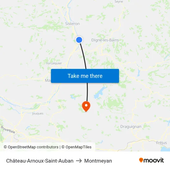 Château-Arnoux-Saint-Auban to Montmeyan map
