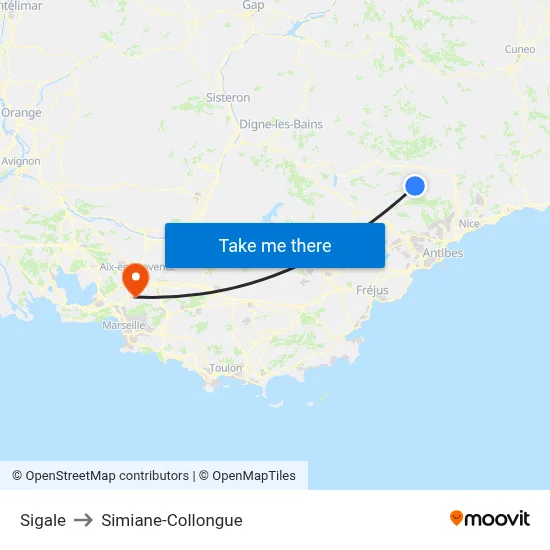 Sigale to Simiane-Collongue map
