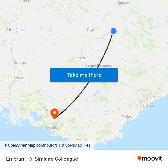 Embrun to Simiane-Collongue map