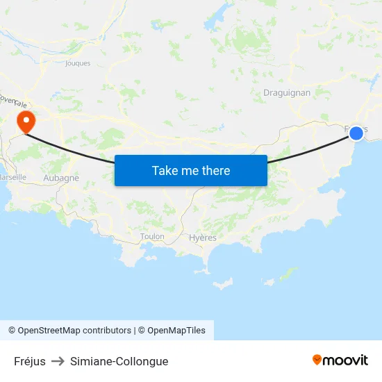 Fréjus to Simiane-Collongue map