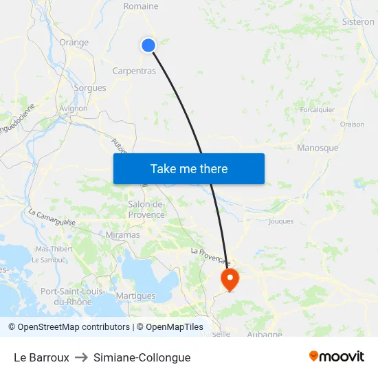 Le Barroux to Simiane-Collongue map