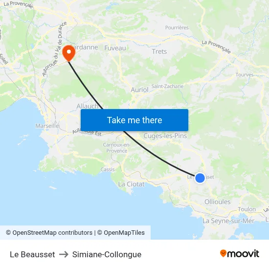 Le Beausset to Simiane-Collongue map
