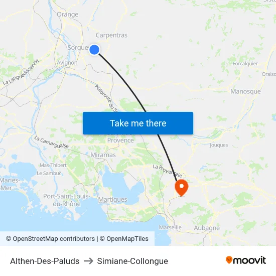 Althen-Des-Paluds to Simiane-Collongue map