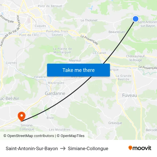 Saint-Antonin-Sur-Bayon to Simiane-Collongue map