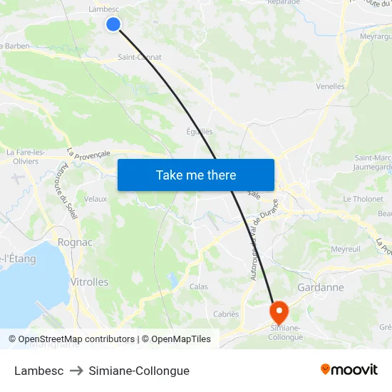 Lambesc to Simiane-Collongue map