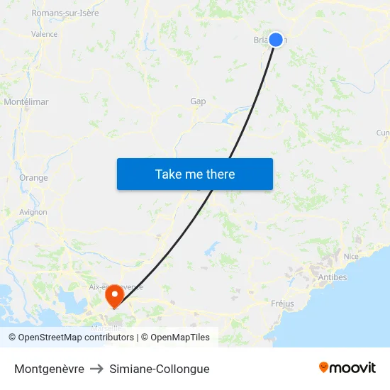 Montgenèvre to Simiane-Collongue map