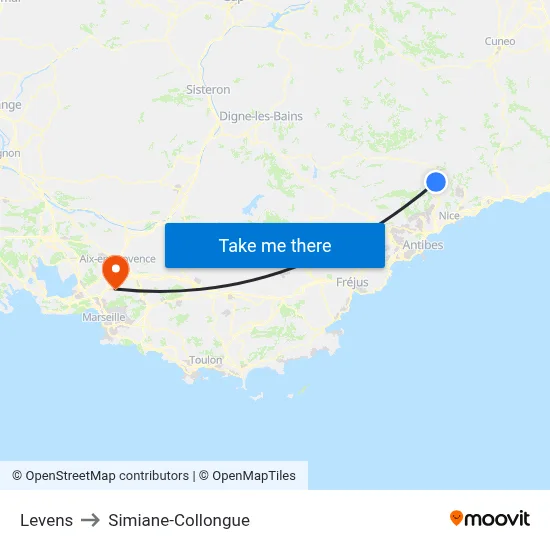 Levens to Simiane-Collongue map