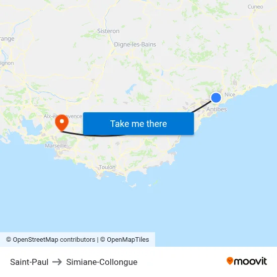 Saint-Paul to Simiane-Collongue map